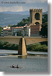 arno river, boats, buildings, europe, florence, fortress, italy, rivers, row boat, scenics, tuscany, vertical, photograph