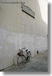 bicycles, cobblestones, europe, florence, italy, streets, tuscany, vertical, photograph