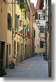 alleys, cobblestones, europe, florence, italy, motorcycles, streets, tuscany, vertical, photograph
