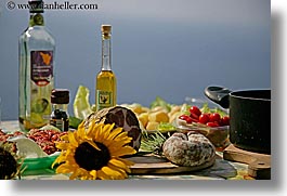 europe, foods, horizontal, italy, meats, olive oil, picnic, setting, tables, tuscany, wines, photograph