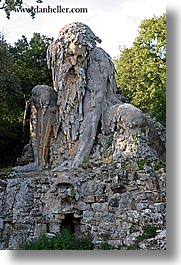 apennine, demidoff park, europe, italy, statues, stones, towns, tuscany, vertical, photograph