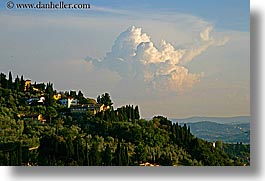 clouds, europe, fiesole, hillside, horizontal, italy, towns, tuscany, photograph