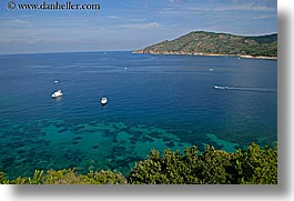 boats, europe, horizontal, isola giglio, italy, ocean, overlook, scenics, towns, tuscany, photograph