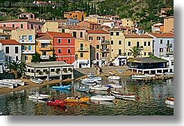 boats, europe, harbor, horizontal, isola giglio, italy, ocean, towns, tuscany, photograph