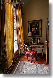 chairs, desks, europe, hotels, italy, la bandita, towns, tuscany, vertical, villa, windows, photograph