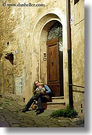 boys, childrens, doorways, europe, italy, jack and jill, montalcino, slow exposure, toddlers, towns, tuscany, vertical, womens, photograph