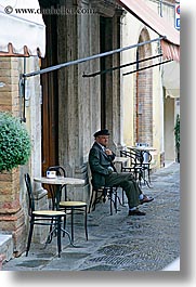 cafes, europe, italy, men, montalcino, tables, towns, tuscany, vertical, photograph