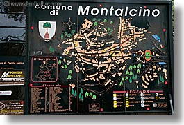 europe, horizontal, italy, map, montalcino, signs, towns, tuscany, photograph