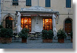 awnings, europe, horizontal, italy, montalcino, plants, slow exposure, stores, towns, tuscany, wines, photograph