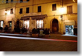 archways, doors, europe, horizontal, italy, light streaks, long exposure, montalcino, nite, stores, towns, tuscany, wines, photograph