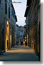 cobblestones, europe, italy, montalcino, nite, people, slow exposure, streets, towns, tuscany, vertical, walking, photograph