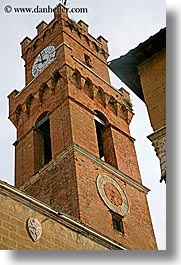 bell towers, clock tower, clocks, europe, italy, pienza, sundial, towns, tuscany, vertical, photograph