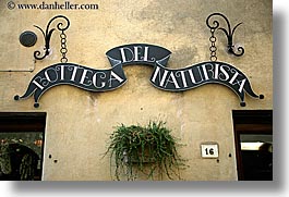 europe, foods, horizontal, italy, natural, pienza, signs, stores, towns, tuscany, photograph