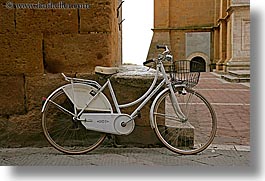 bicycles, europe, horizontal, italy, pienza, towns, tuscany, white, photograph