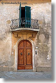 archways, balconies, doors, europe, italy, populonia, towns, tuscany, vertical, photograph
