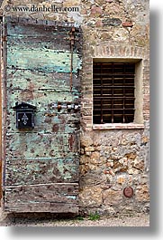 doors, europe, irons, italy, mailboxes, san quirico, towns, tuscany, vertical, woods, photograph