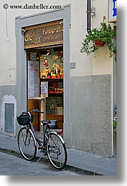 bicycles, europe, italy, scarperia, stores, towns, tuscany, vertical, photograph