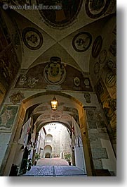 entryway, europe, fortress, italy, palace, scarperia, towns, tuscany, vertical, photograph