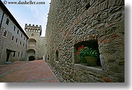 buildings, castles, europe, fortress, horizontal, interiors, italy, palace, scarperia, stones, towns, tuscany, photograph