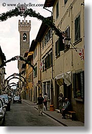 buildings, castles, europe, fortress, italy, palace, scarperia, stones, streets, towns, tuscany, vertical, photograph