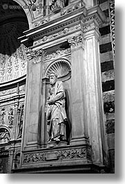 arts, black and white, churches, europe, italy, marble, religious, sculptures, siena, statues, towns, tuscany, vertical, photograph