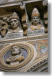 arts, churches, europe, heads, italy, marble, popes, religious, sculptures, siena, towns, tuscany, vertical, photograph