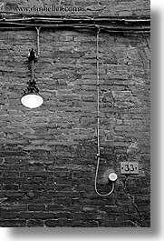 abstracts, black and white, bricks, europe, italy, lights, siena, towns, tuscany, vertical, walls, photograph