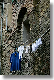 bricks, europe, hangings, italy, laundry, siena, towns, tuscany, vertical, photograph