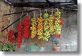 europe, foods, fruits, hangings, horizontal, italy, sorano, tomatoes, towns, tuscany, photograph