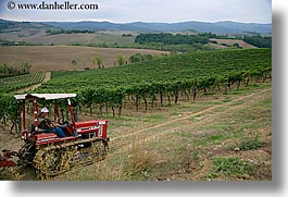 altesino, europe, horizontal, italy, tractor, tuscany, vineyards, wineries, photograph