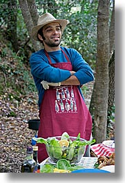 apron, europe, foods, happy, hats, italy, leaders, men, picnic, salad, serving, tourists, tuscany, vertical, william, photograph