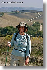 dorothy, europe, happy, hats, italy, malutta, tourists, tuscany, vertical, womens, photograph