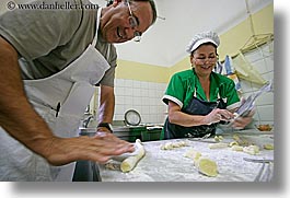 cooking, cooks, europe, glasses, happy, horizontal, italy, kitchen, malutta, max, men, pasta, tourists, tuscany, womens, photograph