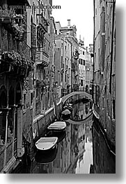 black and white, boats, canals, europe, italy, slow exposure, venecia, venezia, venice, vertical, photograph