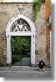 doors, doors & windows, europe, homeless, italy, men, venecia, venezia, venice, vertical, photograph