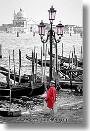 color composite, color/bw composite, europe, gondolas, grand canal, italy, venecia, venezia, venice, vertical, photograph