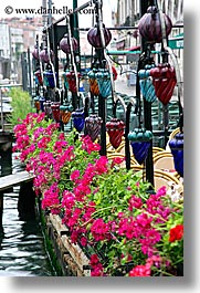 canals, europe, flowers, italy, venecia, venezia, venice, vertical, photograph
