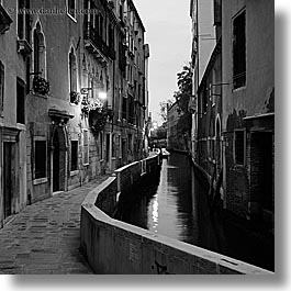 black and white, canals, europe, italy, nite, slow exposure, square format, venecia, venezia, venice, photograph