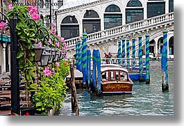 bridge, europe, flowers, horizontal, italy, rialto, rialto bridge, venecia, venezia, venice, photograph