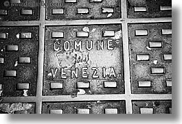 black and white, europe, horizontal, italy, manholes, streets, venecia, venezia, venice, photograph