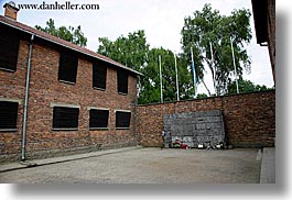 auschwitz, bricks, buildings, europe, execution, horizontal, materials, poland, prison, prison camp, structures, walls, photograph
