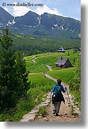 activities, europe, hikers, hiking, huts, mountains, nature, paths, people, poland, vertical, womens, photograph