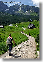 activities, europe, hikers, hiking, huts, mountains, nature, paths, poland, vertical, photograph