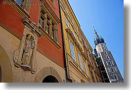 arts, europe, horizontal, jesus, krakow, madonna, poland, statues, walls, photograph