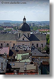 christian, churches, europe, krakow, poland, religious, rooftops, vertical, photograph