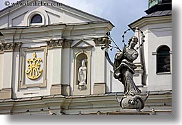 christian, churches, europe, horizontal, krakow, poland, religious, statues, photograph