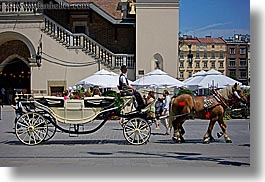 carriage, europe, horizontal, horse carriage, horses, krakow, poland, photograph