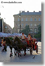 carriage, europe, horse carriage, horses, krakow, poland, vertical, photograph