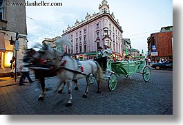 carriage, europe, horizontal, horse carriage, horses, krakow, motion blur, poland, photograph