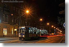 europe, horizontal, krakow, lights, long exposure, nite, poland, streaks, trains, photograph